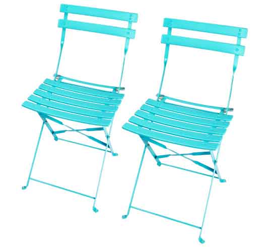 Lot 2 Chaises De Jardin Pliantes Bleu Turquoise Brillant Chaise De