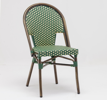 Chaise Bistrot Parisienne Aluminium Verte et Beige