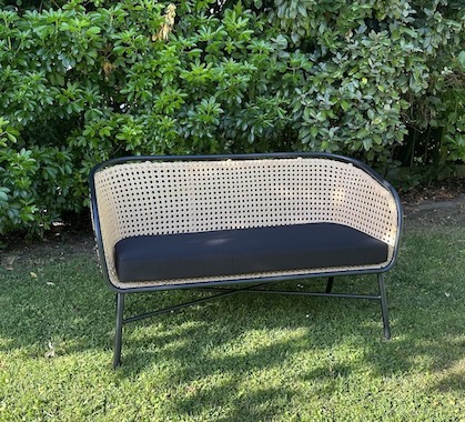Banquette Bistrot Parisienne Aluminium Rotin synthétique et Noire