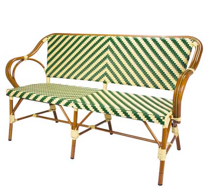 Banquette Bistrot Parisienne Aluminium Verte et Beige