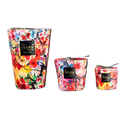 Bougie d'extérieur fleurie rouge et jaune Taille Small