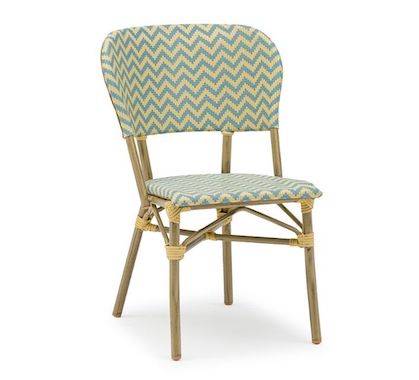 Chaise Bistrot Parisienne Aluminium Bleue et Beige