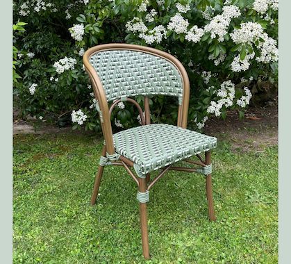 Chaise Bistrot Parisienne Aluminium Verte Olive et Blanche