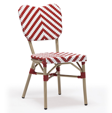 Chaise Bistrot Parisienne Aluminium Rouge et Blanche