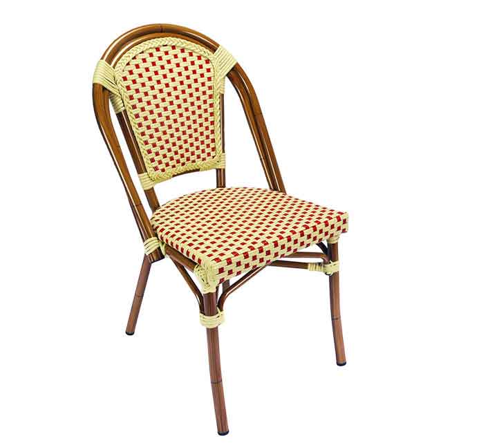 Chaise de Terrasse Parisienne Polyrotin Beige et Rouge  Chaise de