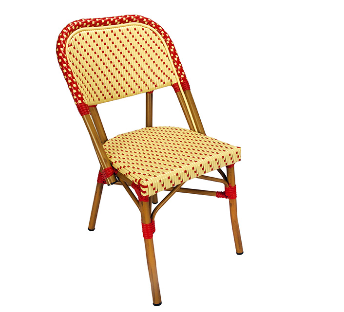 Lot de chaises bistrot en rotin rouge, lot de chaises bistrot d