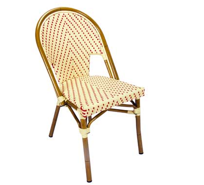 Chaise Bistrot Parisienne Aluminium Beige et Rouge