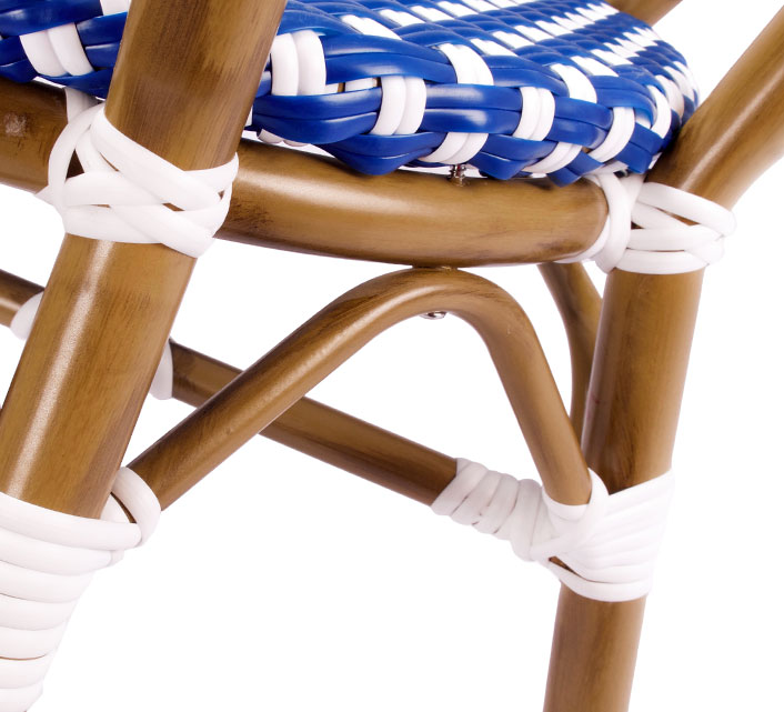 Chaise de Terrasse Parisienne Polyrotin Bleu et Blanc  Chaise de