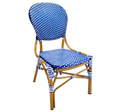 Chaise de Terrasse Parisienne Aluminium Bleu et Blanc