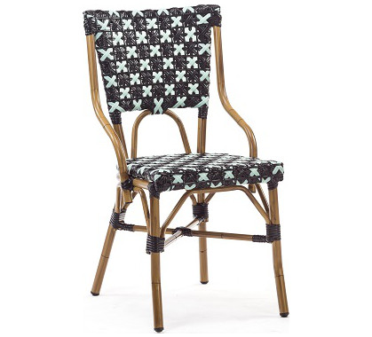 Chaise Bistrot Parisienne Aluminium Noire et Bleue