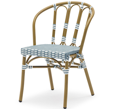 Chaise bistrot Parisienne Aluminium Bleue et Blanche