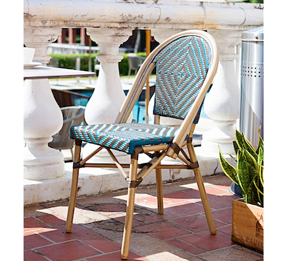 Chaise Bistrot Parisienne Aluminium Bleue et Marron