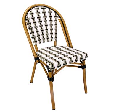 Chaise Bistrot Parisienne Aluminium Gris et Blanc