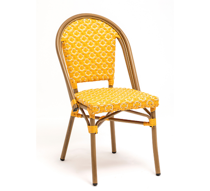 Chaise Bistrot Parisienne Aluminium Jaune et Beige