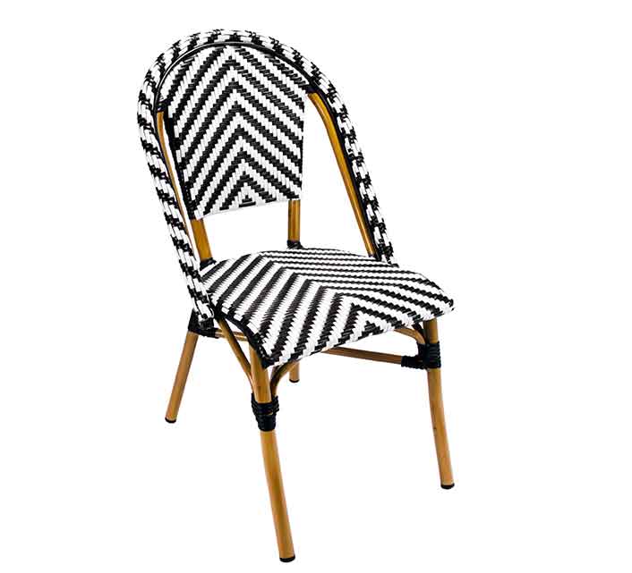 Chaise de Terrasse Parisienne Polyrotin Noir et Blanc  Chaise de