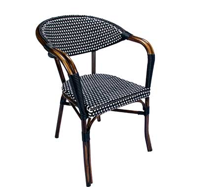 Chaise de Terrasse Parisienne Aluminium Noir et Blanc