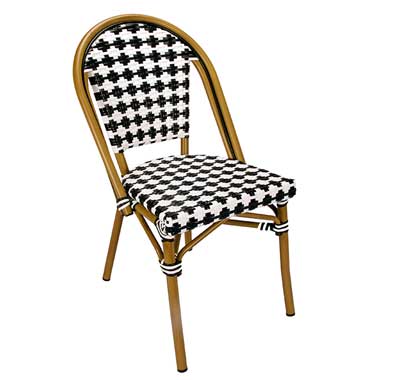 Chaise Bistrot Parisienne Aluminium Noire et Blanche