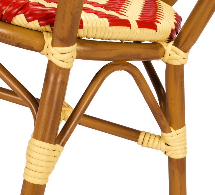 Chaise de Terrasse Parisienne Polyrotin Rouge et Beige  Chaise de
