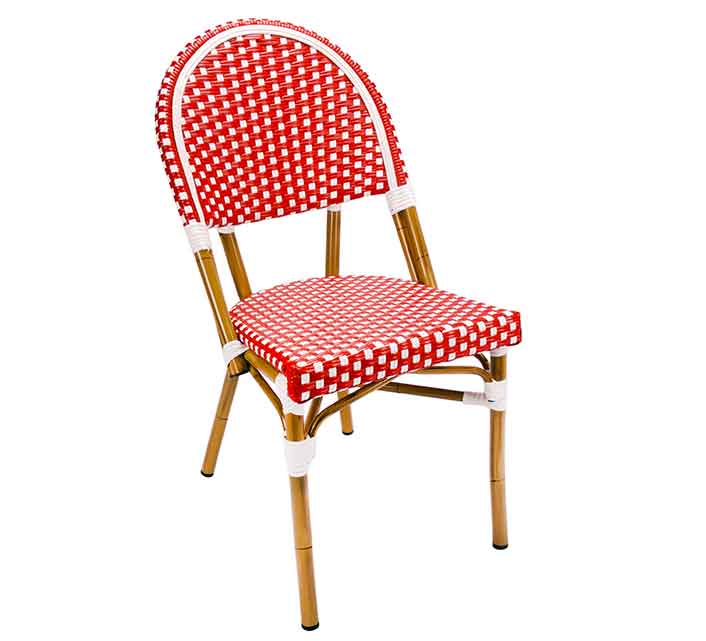Chaise de Terrasse Parisienne Polyrotin Rouge et Blanc  Chaise de