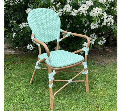 Chaise Bistrot Parisienne Aluminium Anis et Blanche