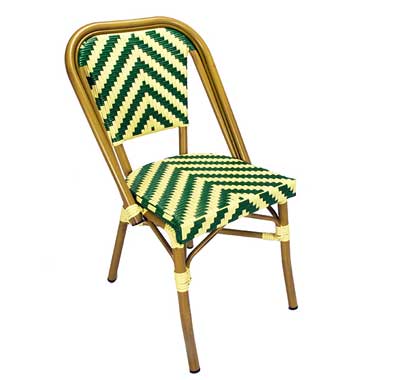 Chaise Bistrot Parisienne Aluminium Verte et Beige