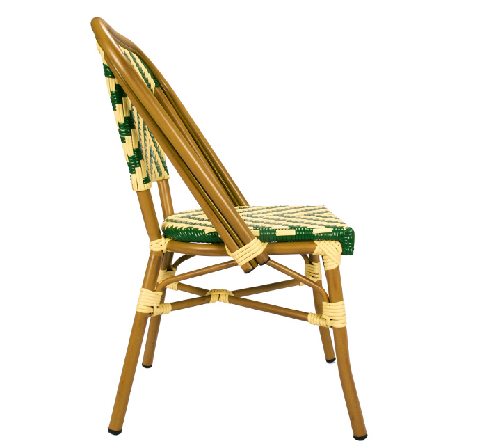Chaise de Terrasse Parisienne Polyrotin Vert et Beige 125€  Salon d'été