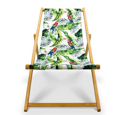 Chilienne Bois Motif Jungle Perroquet L130cm