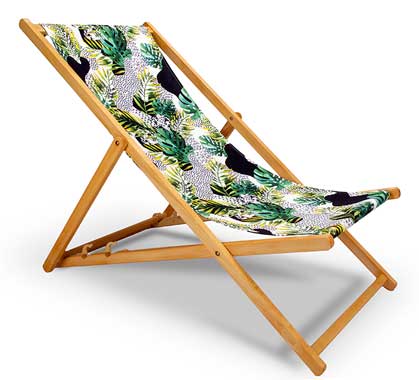 Chilienne Bois Motif Tropical Feuilles Vertes L130cm