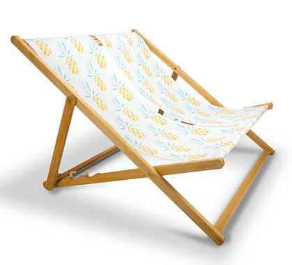 Chilienne Double Pliante Bois Motif Ananas Jaune L145cm