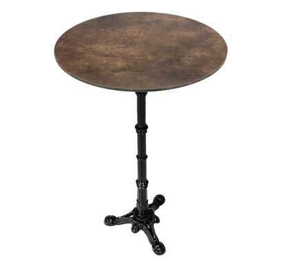 Mange Debout Rond 60cm Plateau HPL Motif Marbre Marron