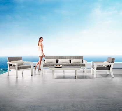 Salon de Jardin Haut de Gamme 5 places Lounge Antigua Gris