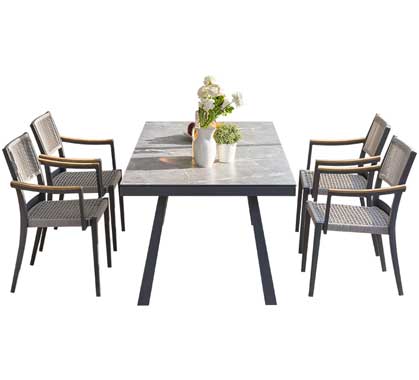 Table de Jardin Aluminium 160x90cm Gris Anthracite