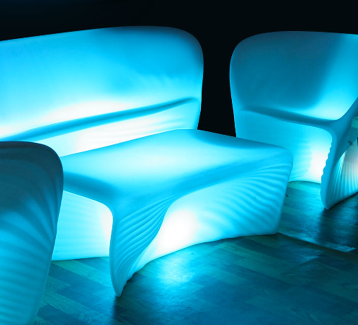 Salon de Jardin Lumineux LED Sans Fil 2 places - Mobilier Lumineux