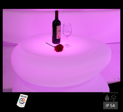 Table Lumineuse LED basse L87 cm Ronde Extérieure Sans Fil