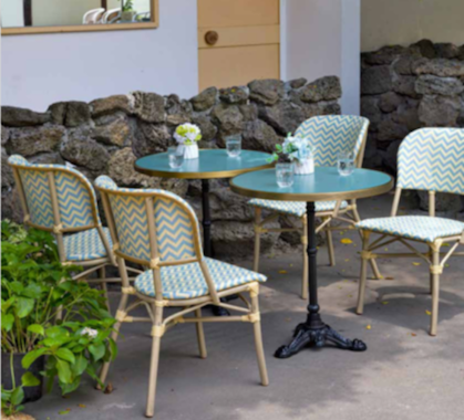 Table Bistrot Ronde 70cm Plateau Aluminium Verte Céladon