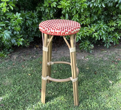 Tabouret de Bar Extérieur Aluminium Rouge et Beige H74 cm